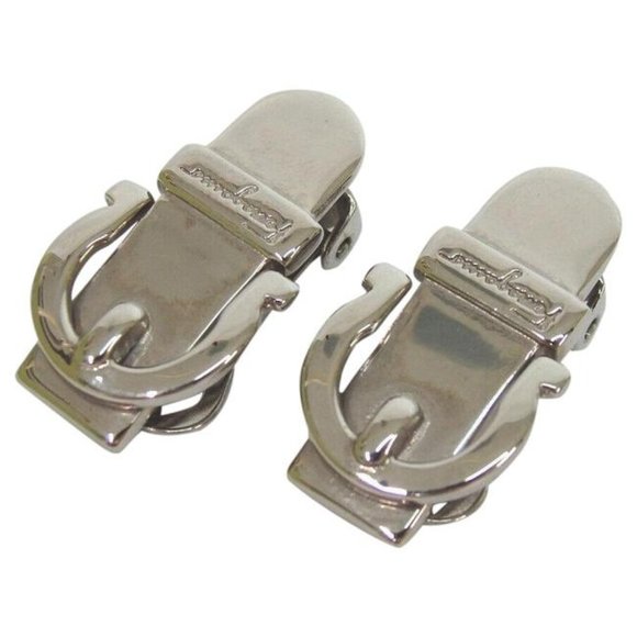 Ferragamo Sterling Gancini Buckle Earrings - Picture 1 of 3